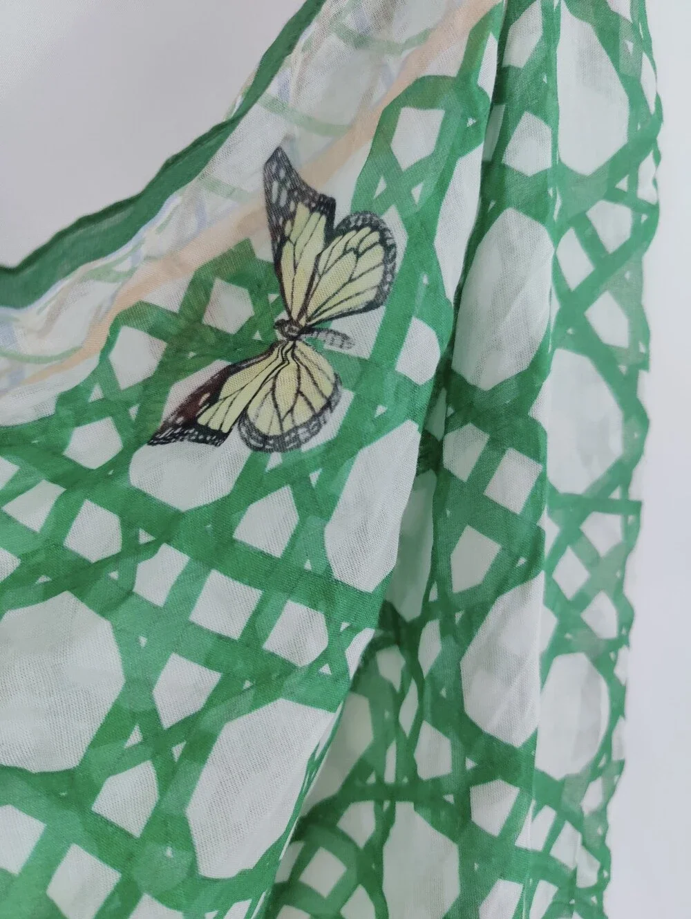 NWT Ann Taylor Trellis Rattan Butterfly Floral Print Oversized Wrap Scarf, OS